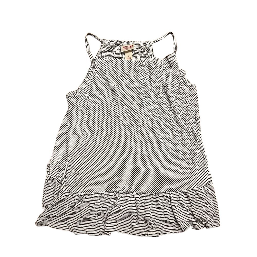 Mossimo‎ Striped Tank Top Ruffle Hem Sleeveless Casual Summer Top Size S
